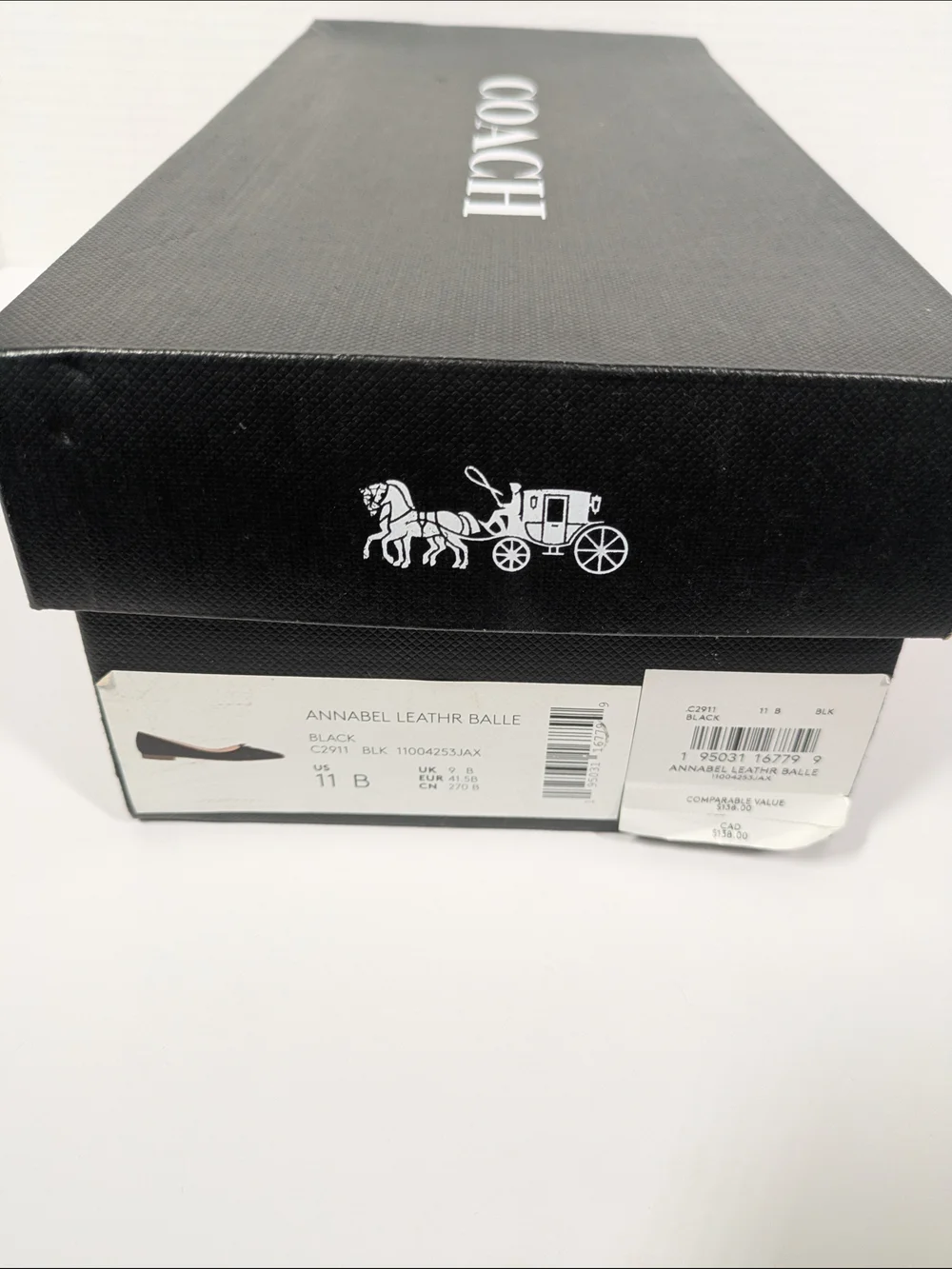 Coach Black Leather Pointed Ballet Flats with Bow and Gold Charm